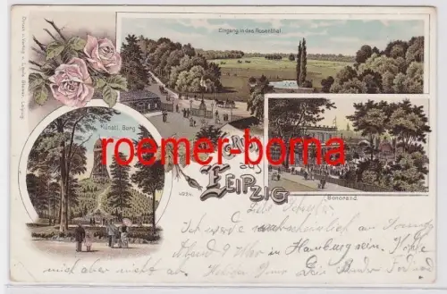 81637 Ak Lithographie Gruss aus Leipzig Café Bonorand usw. um 1900