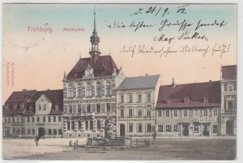 69672 Ak Frohburg Marktplatz mit Geschäften 1902