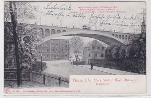 65758 Ak Plauen i.V. König Friedrich August Brücke um 1910