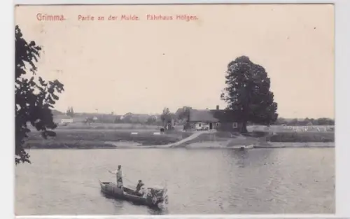 94638 Ak Grimma Partie an der Mulde Fährhaus Höfgen 1917