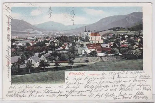 86684 AK Haindorf - Isergebirge, Totalansicht mit Kirche 1901
