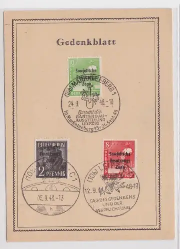 98829 Gedenkblatt Deutsche Gartenbau Ausstellung Markkleeberg 1948