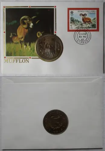 Numisbrief mit 1 Pfund Münze Zypern 25.jähr.Jubiläum WWF 1986 Stgl. (110360)