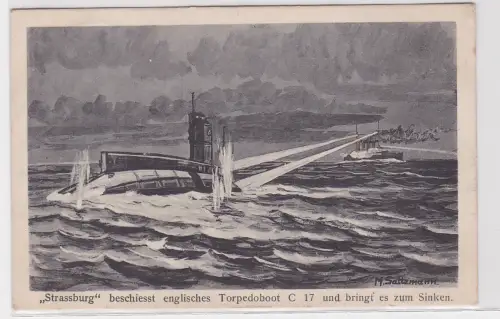00188 AK "Strassburg" beschiesst englisches Torpedoboot C17 & versenkt es 1916