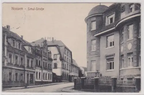 60518 Feldpost AK Nossen - Schul-Straße, Straßenansicht 1917