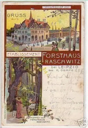 10339 Ak Lithographie Gruß aus Forsthaus Raschwitz 1901