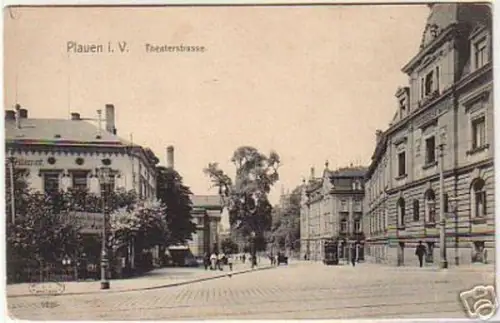 16483 Soldaten Ak Plauen i.V. Theaterstrasse 1911