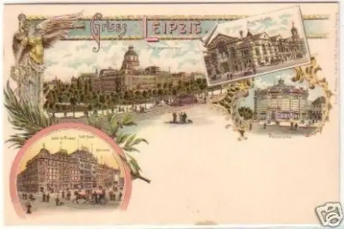 24632 Ak Lithografie Gruss aus Leipzig um 1900