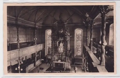 35790 Ak Zwönitz im Erzgebirge Inneres der Trinitatiskirche um 1940