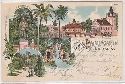 63188 Ak Lithographie Gruß vom Palmengarten Leipzig 1899