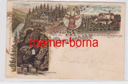 79863 Ak Lithografie Gruss aus der Prinzenhöhle in Sächs. Erzgebirge 1900