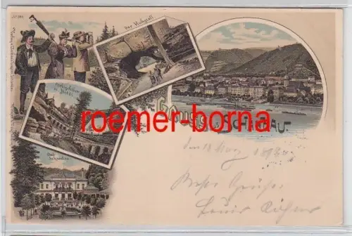 79777 Ak Lithographie Gruss aus Schandau Hotel usw. 1898
