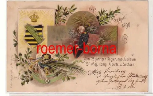 81013 Ak Lithographie Regierungsjubiläum König Albert von Sachsen 1898