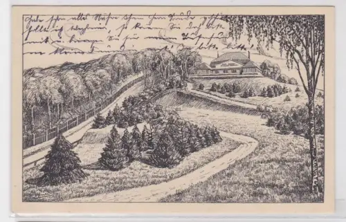 86555 AK Leipziger Rodelbahn mit Kaffeehaus an der Bienitz Inh R. Müller um 1920