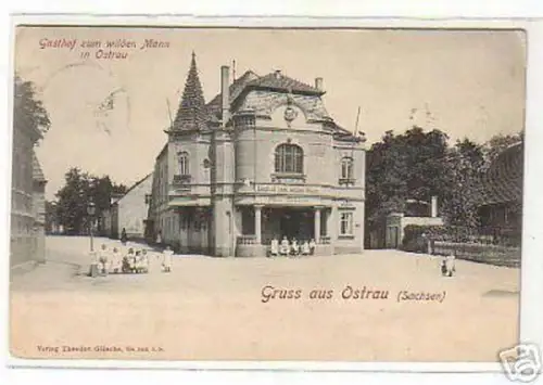 schöne Ak Gruss aus Ostrau in Sa. Gasthof 1902