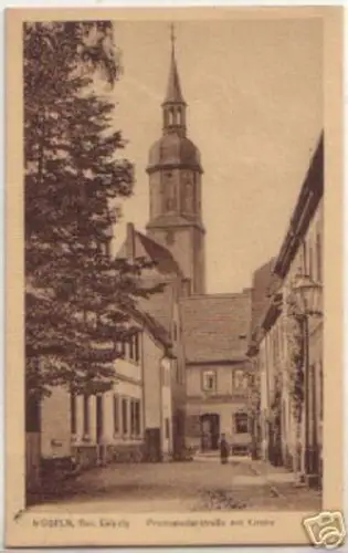 14997 AK Mügeln Promenadenstraße mit Kirche 1927