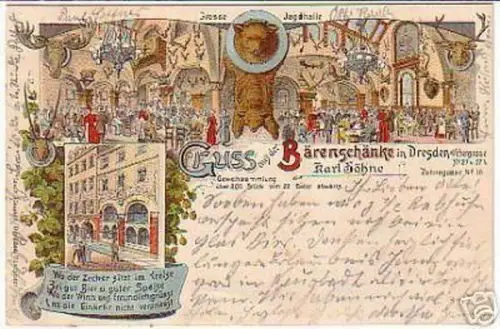 10198 Ak Lithographie Gruss aus Dresden Gasthof 1905