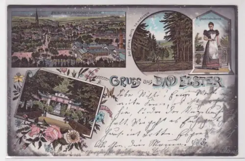 24677 Ak Lithographie Gruß aus Bad Elster Ortsansichten 1897