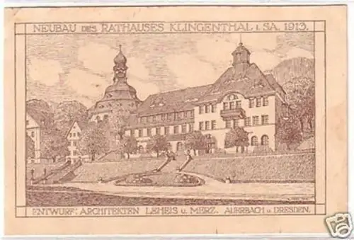 22073 Ak Neubau des Rathauses Klingenthal in Sa. 1913