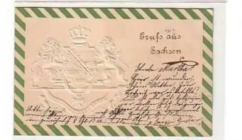40006 Wappen Präge Ak Gruss aus Sachsen 1900
