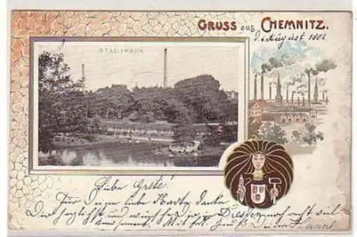 35894 Ak Lithographie Gruß aus Chemnitz 1902
