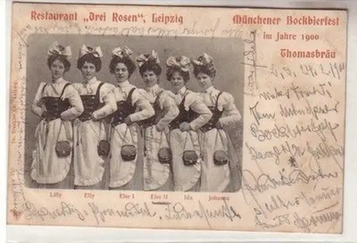60536 Ak Leipzig Restaurant "Drei Rosen" Münchener Bockbierfest 1900