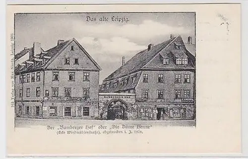 61596 Ak Leipzig der "Bamberger Hof" oder "Die dürre Henne" abgebrochen 1878