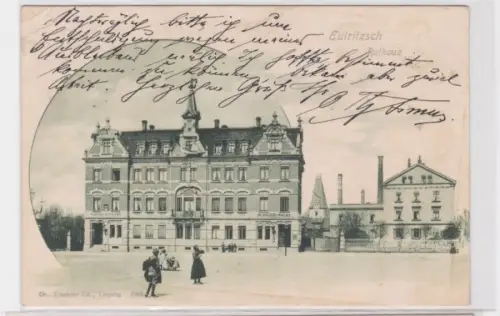 77219 Ak Eutritzsch Rathaus mit Post und Polizeiwache 1905