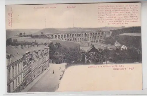 64202 Ak Netschkau im Vogtland Nordstrasse mit Göltzschtalbrücke um 1900