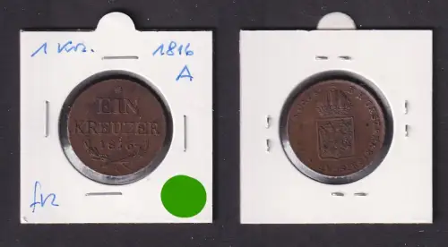 1 Kreuzer Kupfer Münze Österreich 1816 A f.vz (171348)