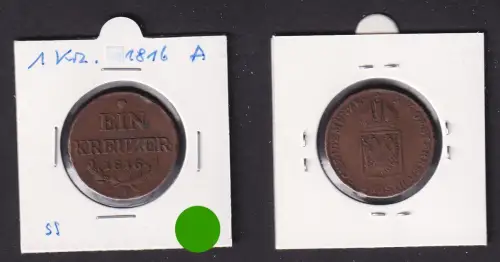 1 Kreuzer Kupfer Münze Österreich 1816 A ss (171328)