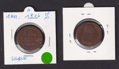 1 Kreuzer Kupfer Münze Österreich 1816 S f.ss (171426)