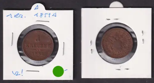 1 Kreuzer Kupfer Münze Österreich 1851 A vz! (171489)