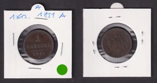 1 Kreuzer Kupfer Münze Österreich 1851 A ss (171311)