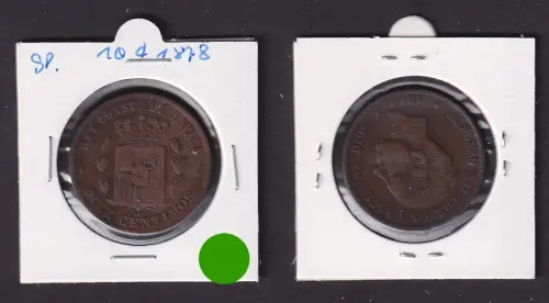 10 Centimos Kupfermünze Spanien 1878 f.ss (171439)