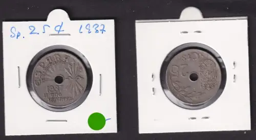25 Centimos Kupfer Nickel Münze Spanien 1937 ss (171442)