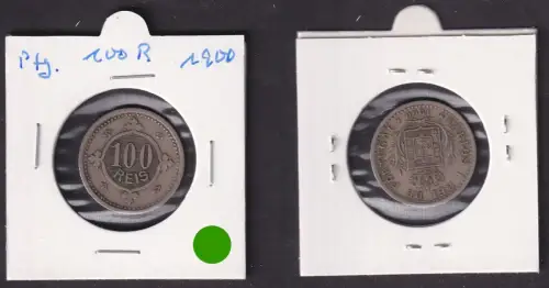 100 Reis Kupfer Nickel Münze Portugal 1900 ss (171156)
