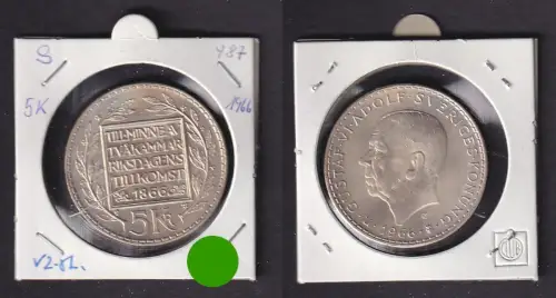 5 Kronen Silber Münze Schweden 100.Jahrestag der Verfassungsreform 1966 (171480)