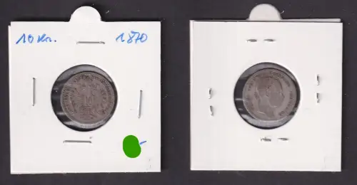 10 Kreuzer Silber Münze Österreich 1870 ss (171198)