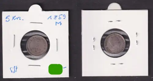 5 Kreuzer Silber Münze Österreich Franz Joseph 1859 M ss+ (171197)