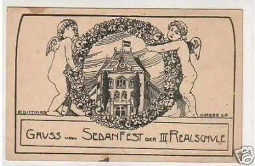25383 Ak Gruß vom Sedanfest der III. Realschule Leipzig