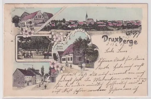 95964 Ak Lithographie Gruß aus Druxberge bei Eilsleben Gasthaus usw. 1913