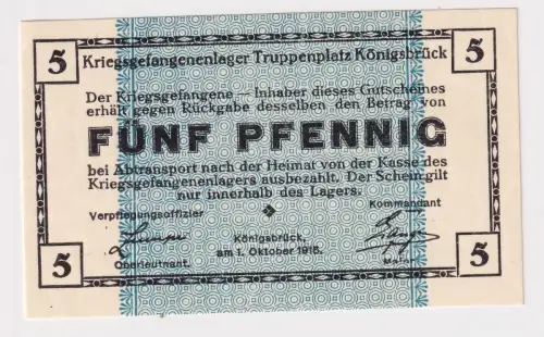 5 Pfennig Banknote Kriegsgefangenlager Truppenplatz Königsbrück 1915 (150493)