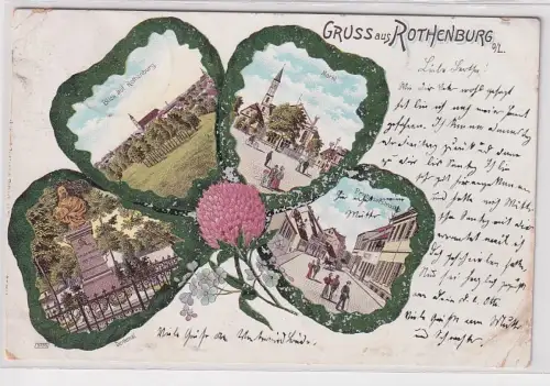 76379 Kleeblatt Ak Lithographie Gruß aus Rothenburg O.-L. 1903