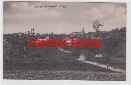 73916 Ak Gruß aus Krebes im Vogtland Totalansicht mit Windrad um 1910