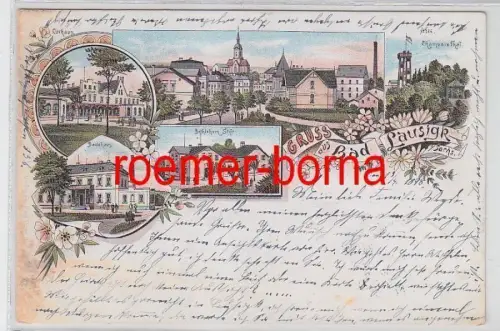 80016 Ak Lithographie Gruss aus Bad Lausick Badehaus, Bethlehem Stift usw. 1898