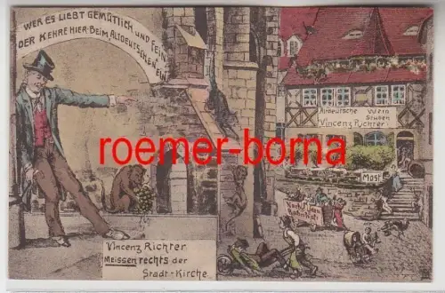 83329 Humor Ak Meissen altdeutsche Weinstuben Vincenz Richter um 1930