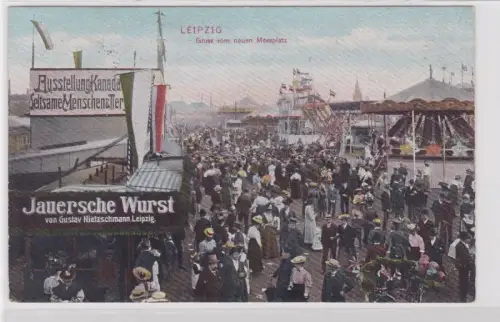87229 Ak Gruß vom neuen Messplatz Leipzig Rummelplatz 1908