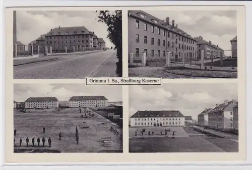 89479 Mehrbild Ak Grimma i. Sa. Straßburg Kaserne 1939