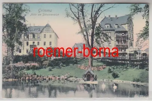 80849 Ak Grimma Motiv am Schwanenteich 1908